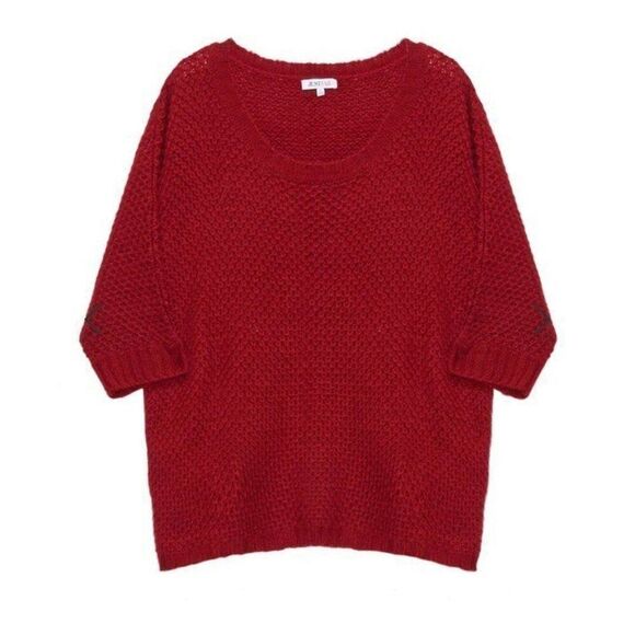 Justfab NEW Large Women Fall Chic Red Wine Crochet Knit Pullover Sweater Top - Picture 4 of 4